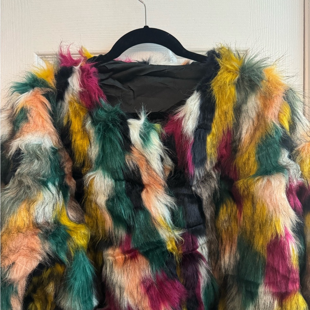 Multicolored Faux Fur Jacket - Picture 2 of 3
